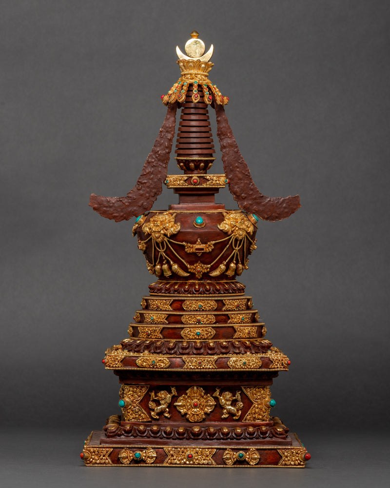 Gold-Plated Buddhist Stupa | Traditional Hand Art Work