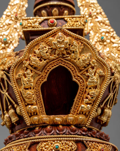 Gold-Plated Buddhist Stupa | Traditional Hand Art Work