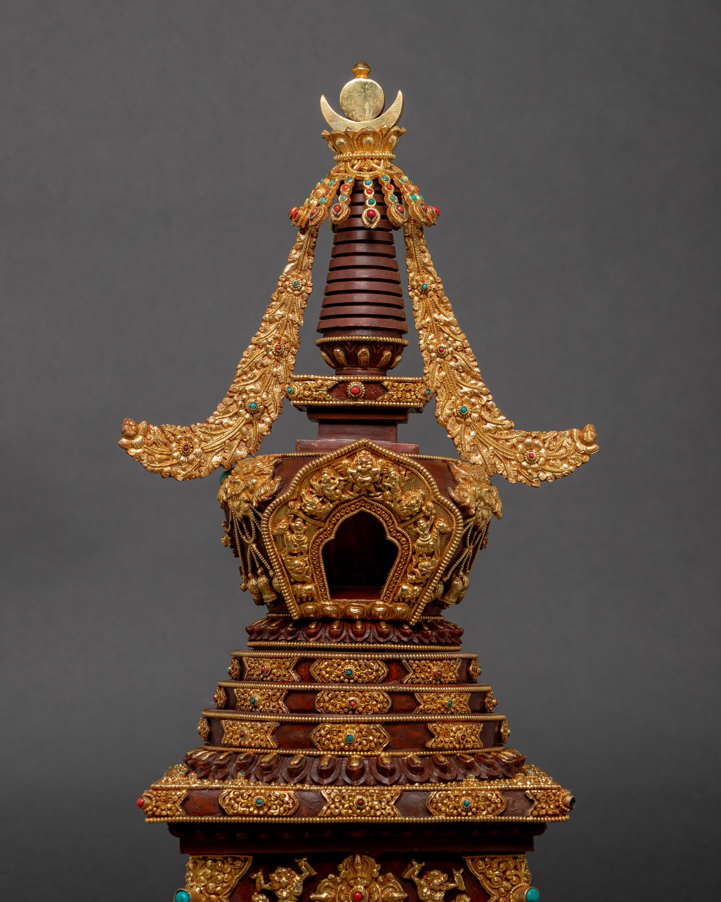 Gold-Plated Buddhist Stupa | Traditional Hand Art Work