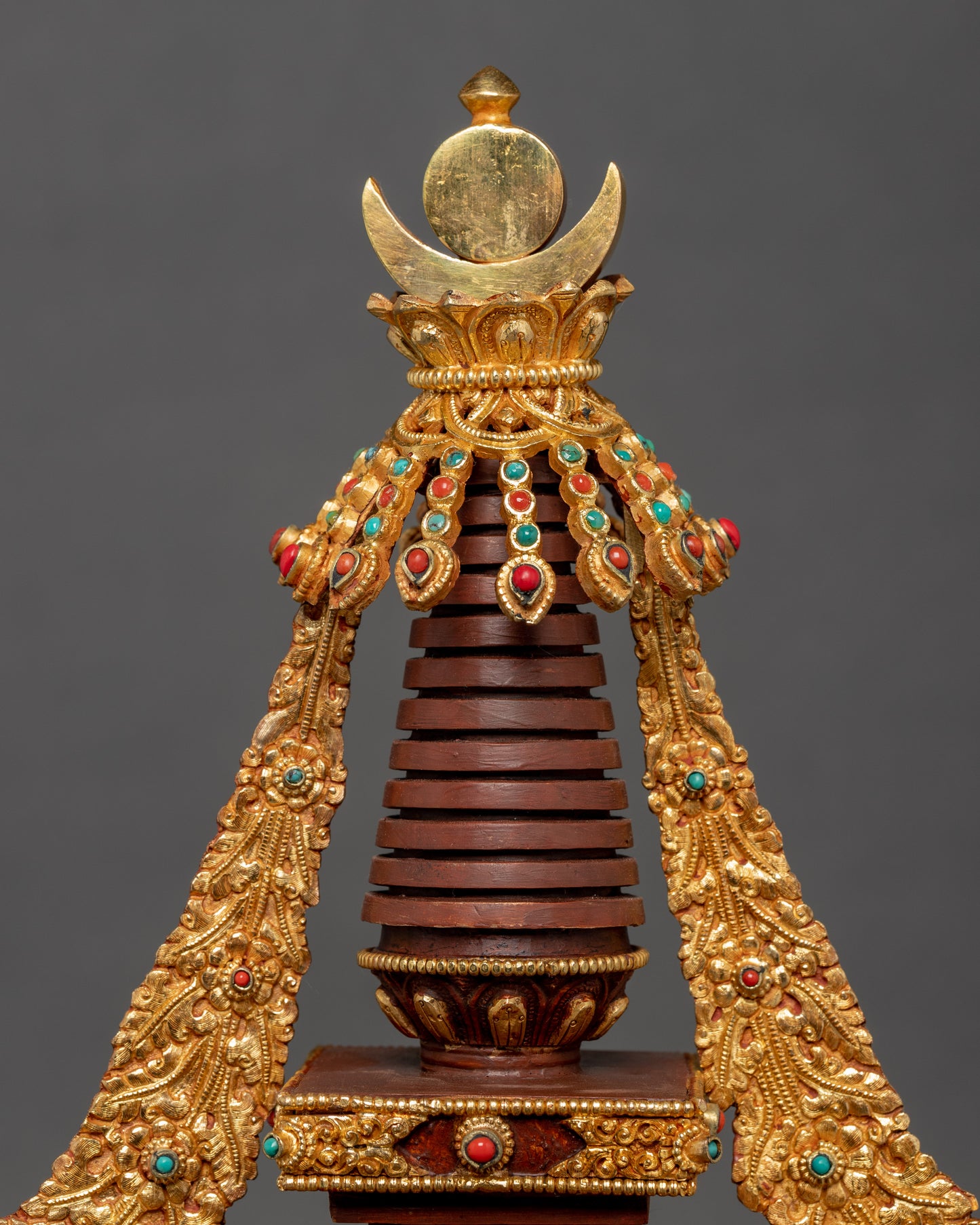 Gold-Plated Buddhist Stupa | Traditional Hand Art Work