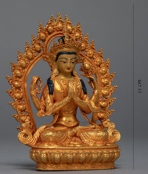 Miniature Chenrezig Sculpture | Himalayan Art Work