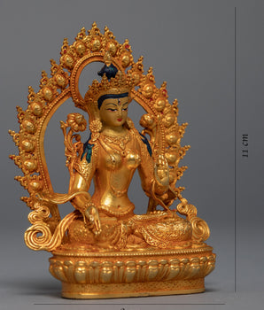 Mini White Tara Sculpture | Buddhist Long Life Deity