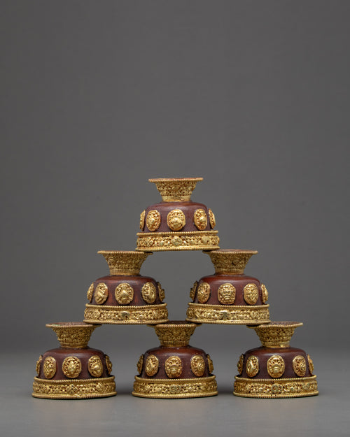 Ting Water Bowl | Set Of Seven Offering Cups | Buddhist Decorations