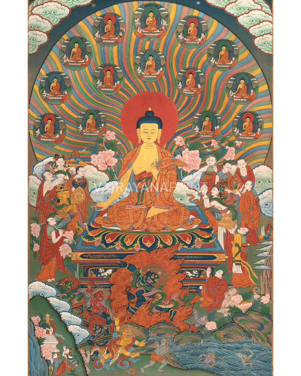 Buddha's 12 Deeds Thangka Print