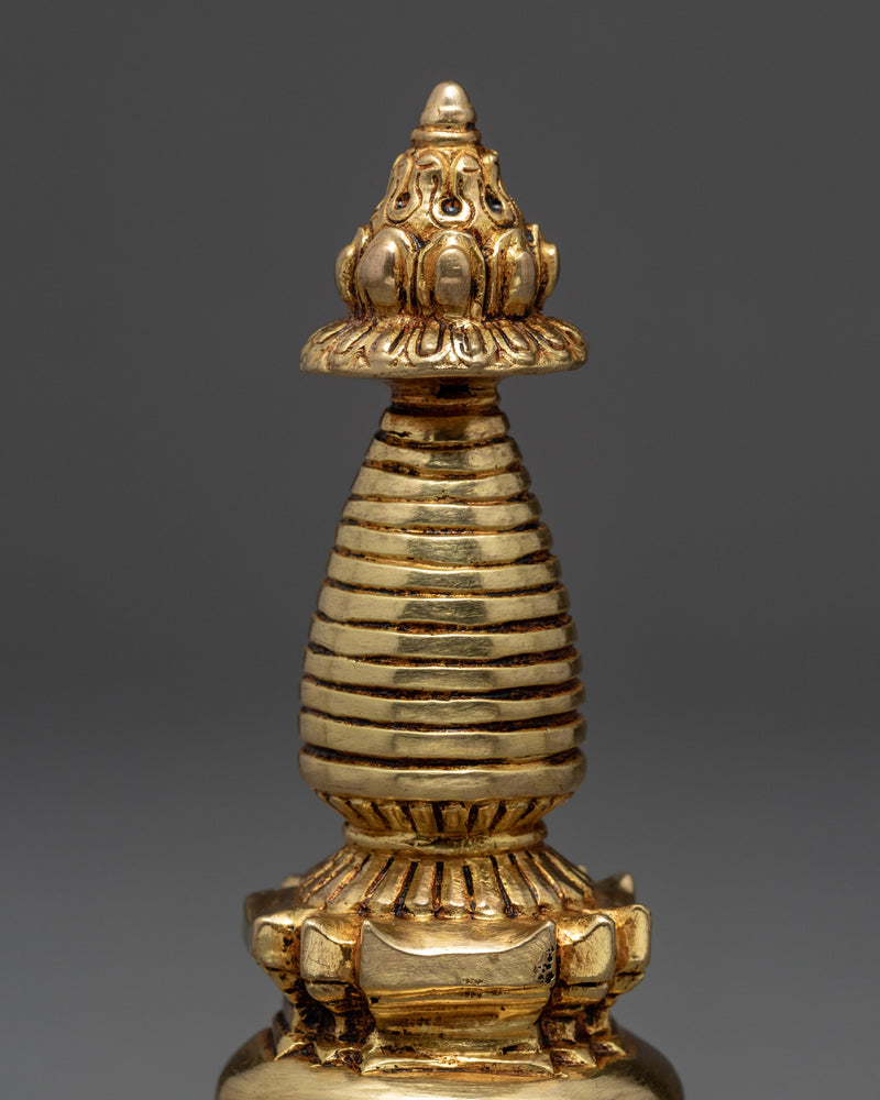 Handmade Gold Plated Chorten | Handcrafted Ritual Item