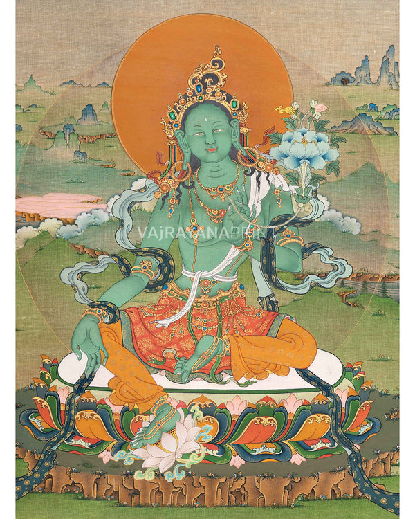 Green Tara Thangka Art Print
