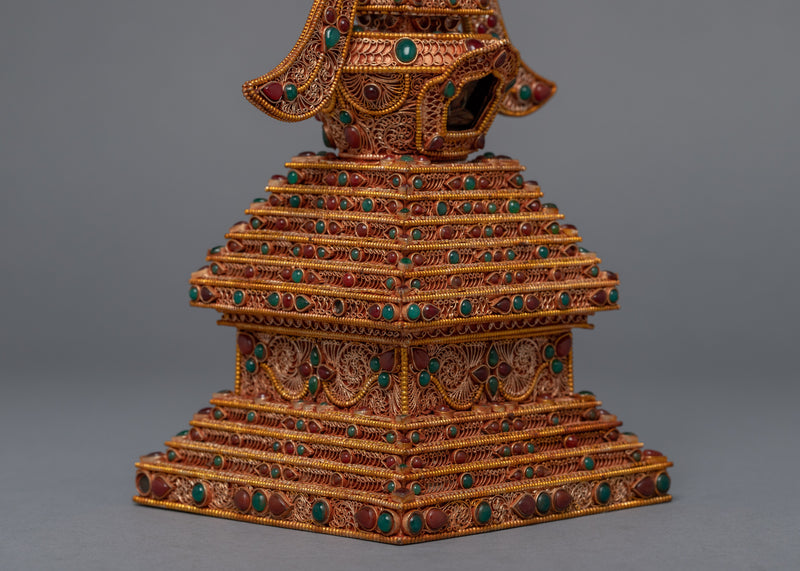 24K Gold Plated Buddhist Stupa | Himalayan Art