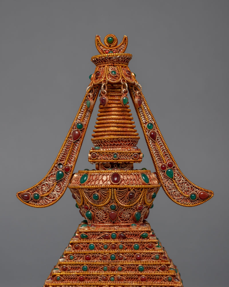 24K Gold Plated Buddhist Stupa | Himalayan Art