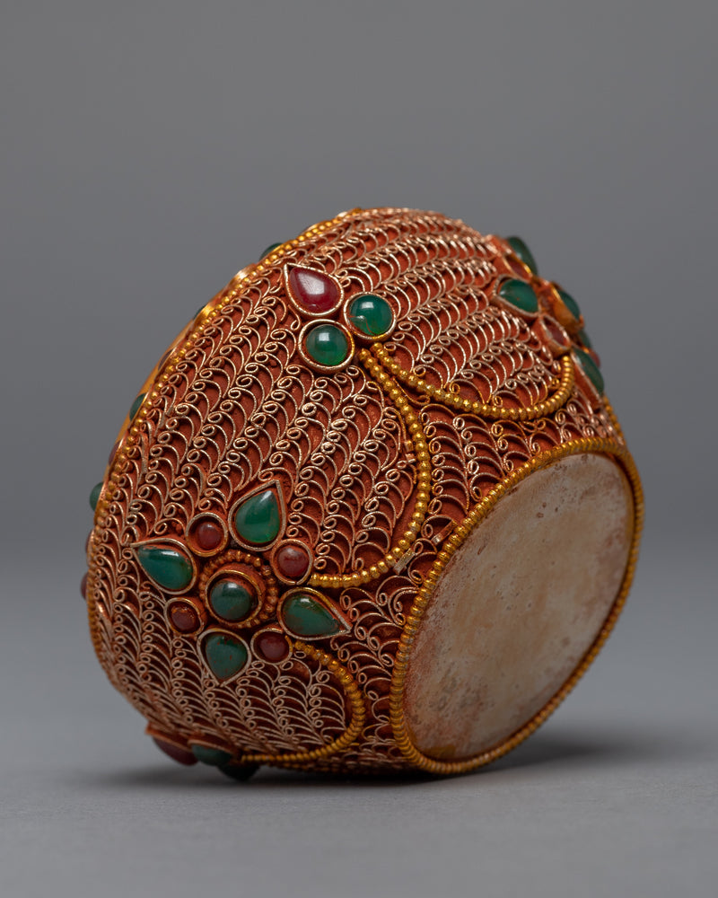 Filigree Inlay Crock Pot | Traditional Artifact | Ritual Objects