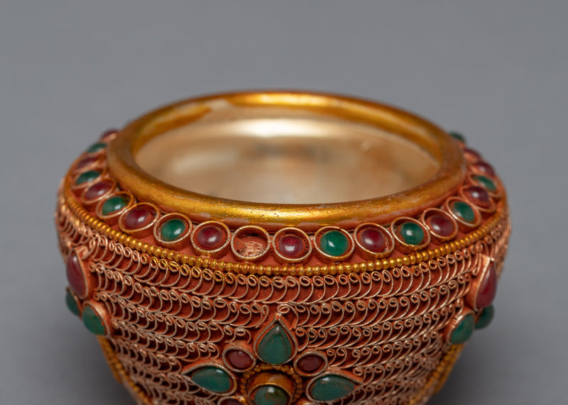 Filigree Inlay Crock Pot | Traditional Artifact | Ritual Objects