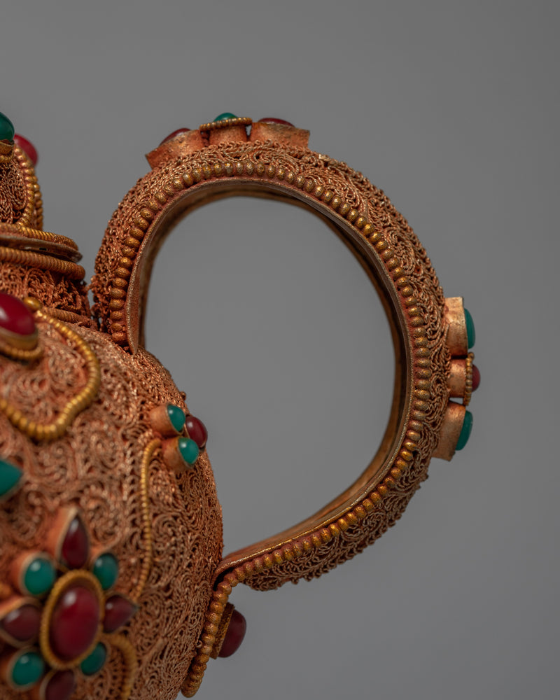 Tibetan Buddhist Tea Pot | 24K Gold Plating