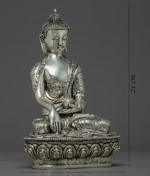 Shakyamuni Buddha Sculpture | Silver Plating