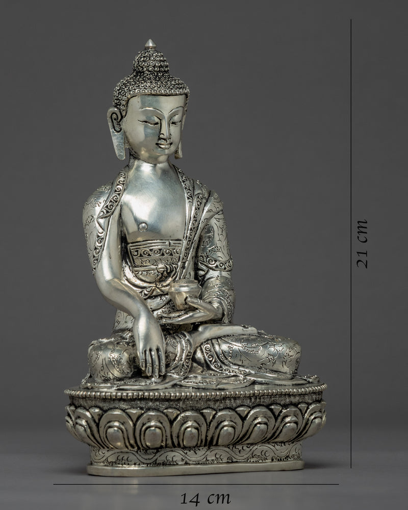 Shakyamuni Buddha Sculpture | Silver Plating