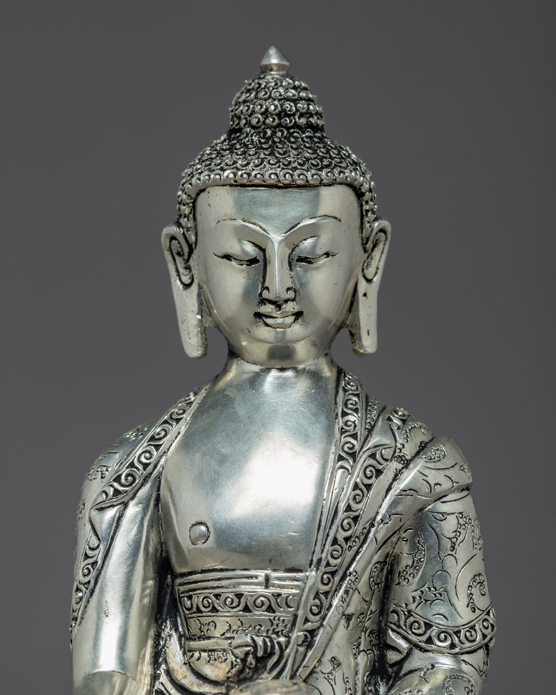 Shakyamuni Buddha Sculpture | Silver Plating