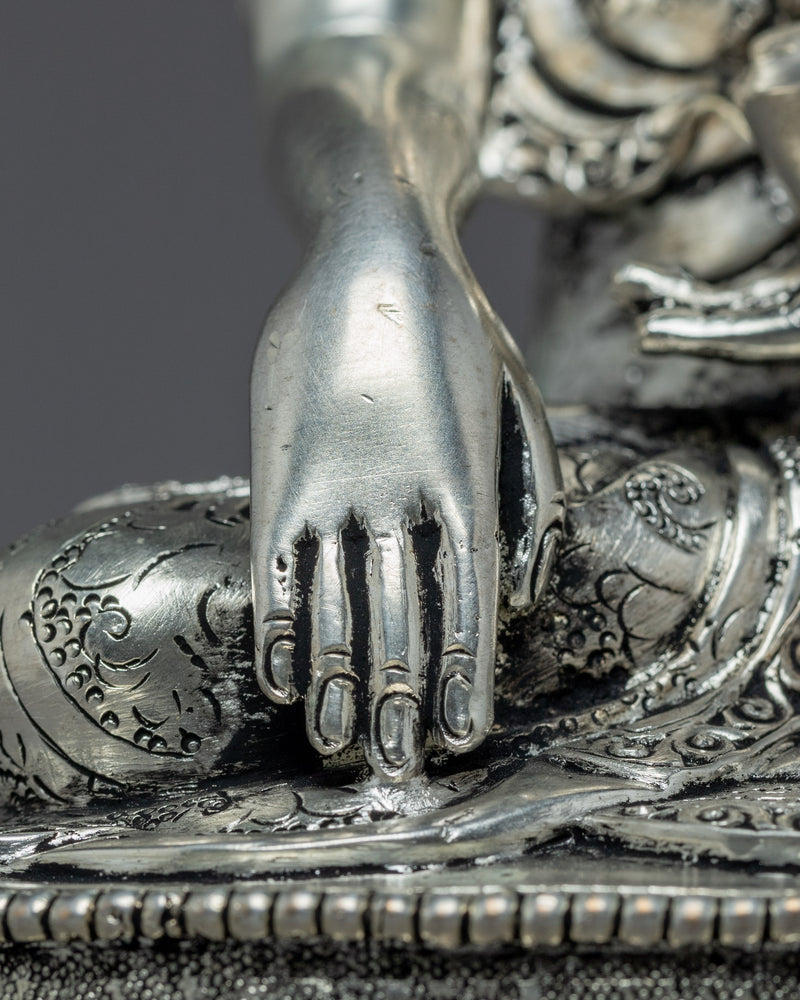 Shakyamuni Buddha Sculpture | Silver Plating