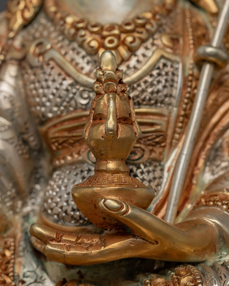 Seated Padmasambhava Guru Rinpoche Statue | Gold Gilded Himalayan Buddhist Art