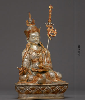 Seated Padmasambhava Guru Rinpoche Statue | Gold Gilded Himalayan Buddhist Art