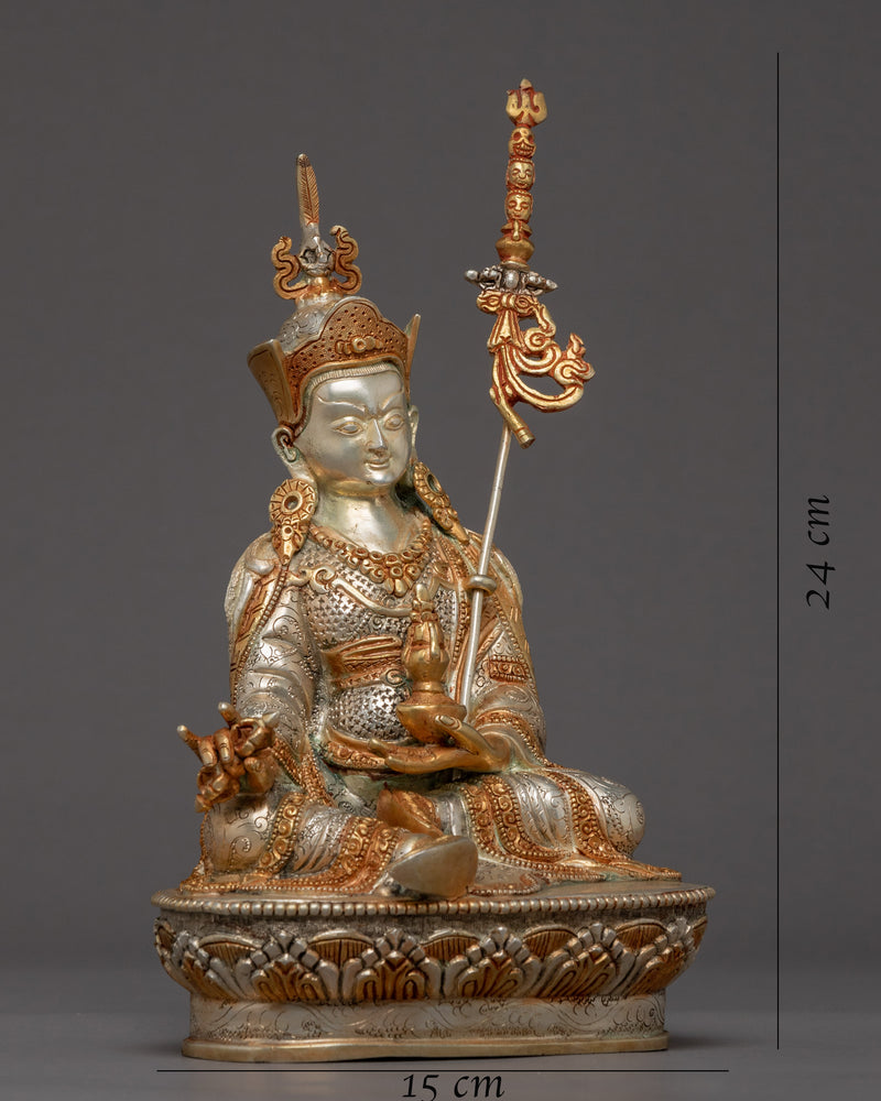 Seated Padmasambhava Guru Rinpoche Statue | Gold Gilded Himalayan Buddhist Art