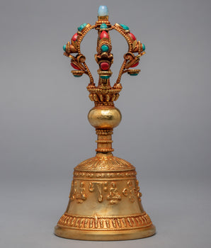 Tibetan Jeweled Bell with Half Vajra