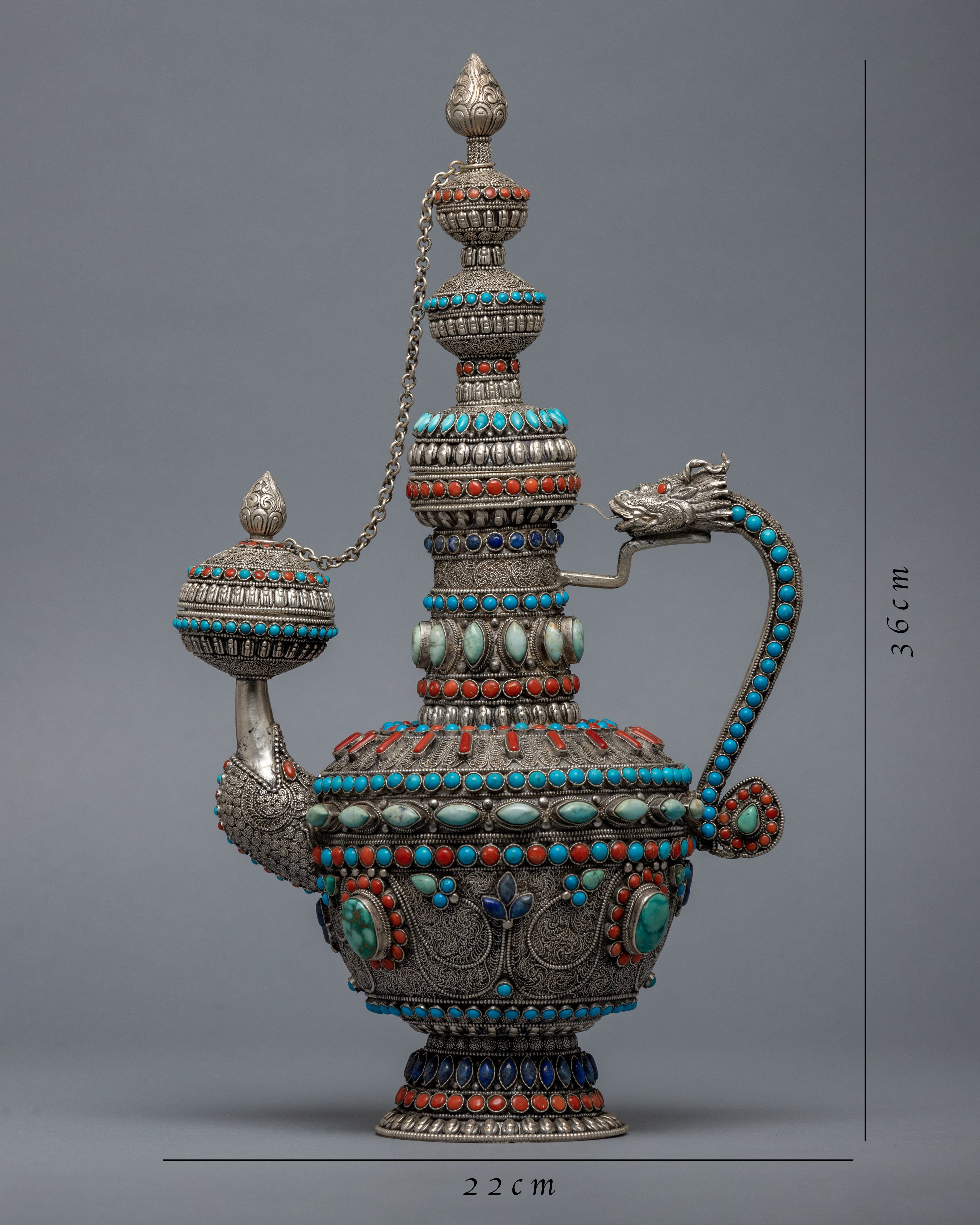 Big Tea Pot | Gemstones Embedded Buddhist Pot | Religious Home Decor