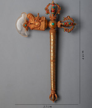 Tibetan Kartika Axe| 24K Gold Plated Ritual Object