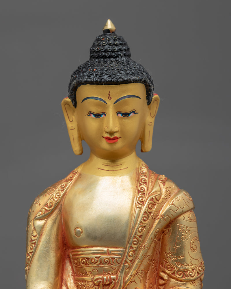 Seated Buddha Shakyamuni Statue | Gold-Gilded Buddhist Himalayan Art