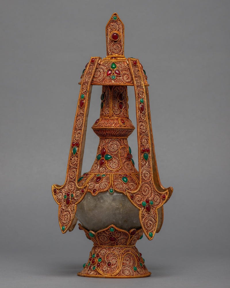 Gold Plated Buddhist Bhumba | Traditional Tibetan Artwork