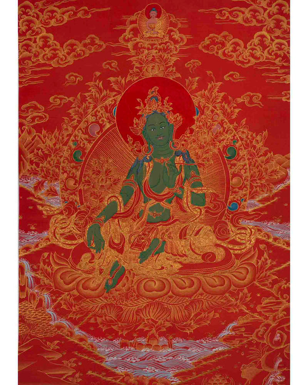 24K Gold Green Tara Thangka