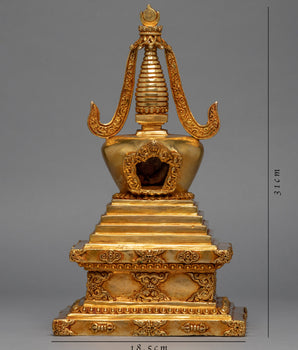 Tibetan Buddhist Stupa | 24K Gold Plated