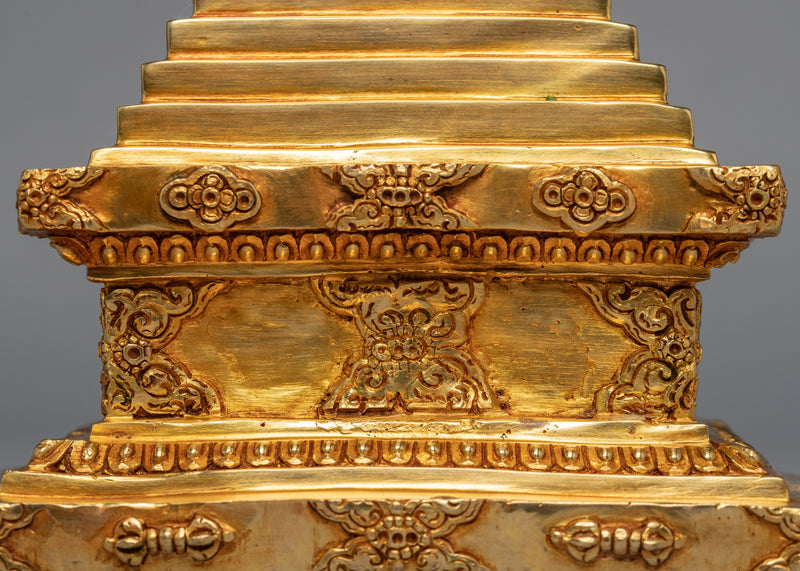 Tibetan Buddhist Stupa | 24K Gold Plated