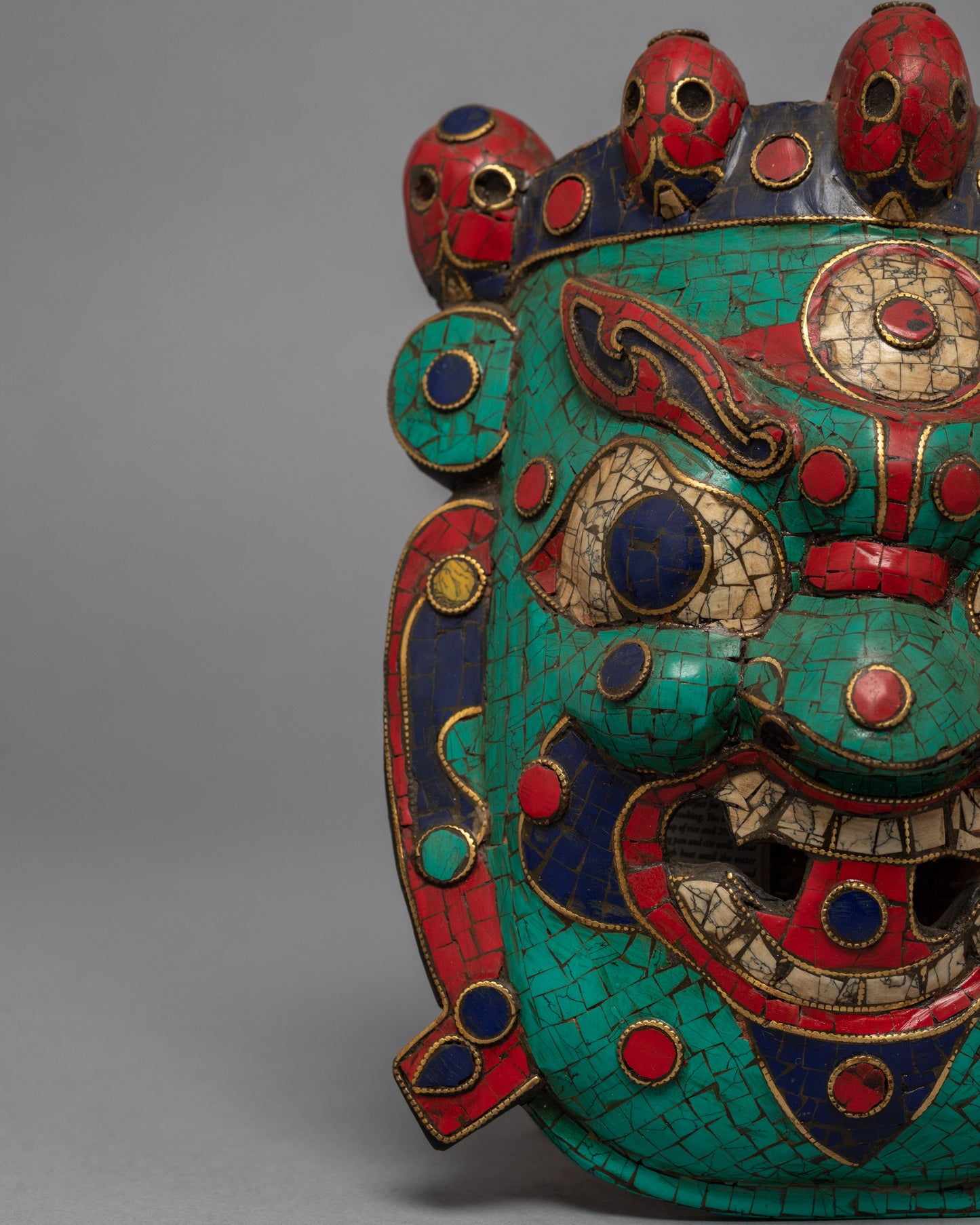 Mahakala Mask | Gemstones Embbeded Mask for Home Decor