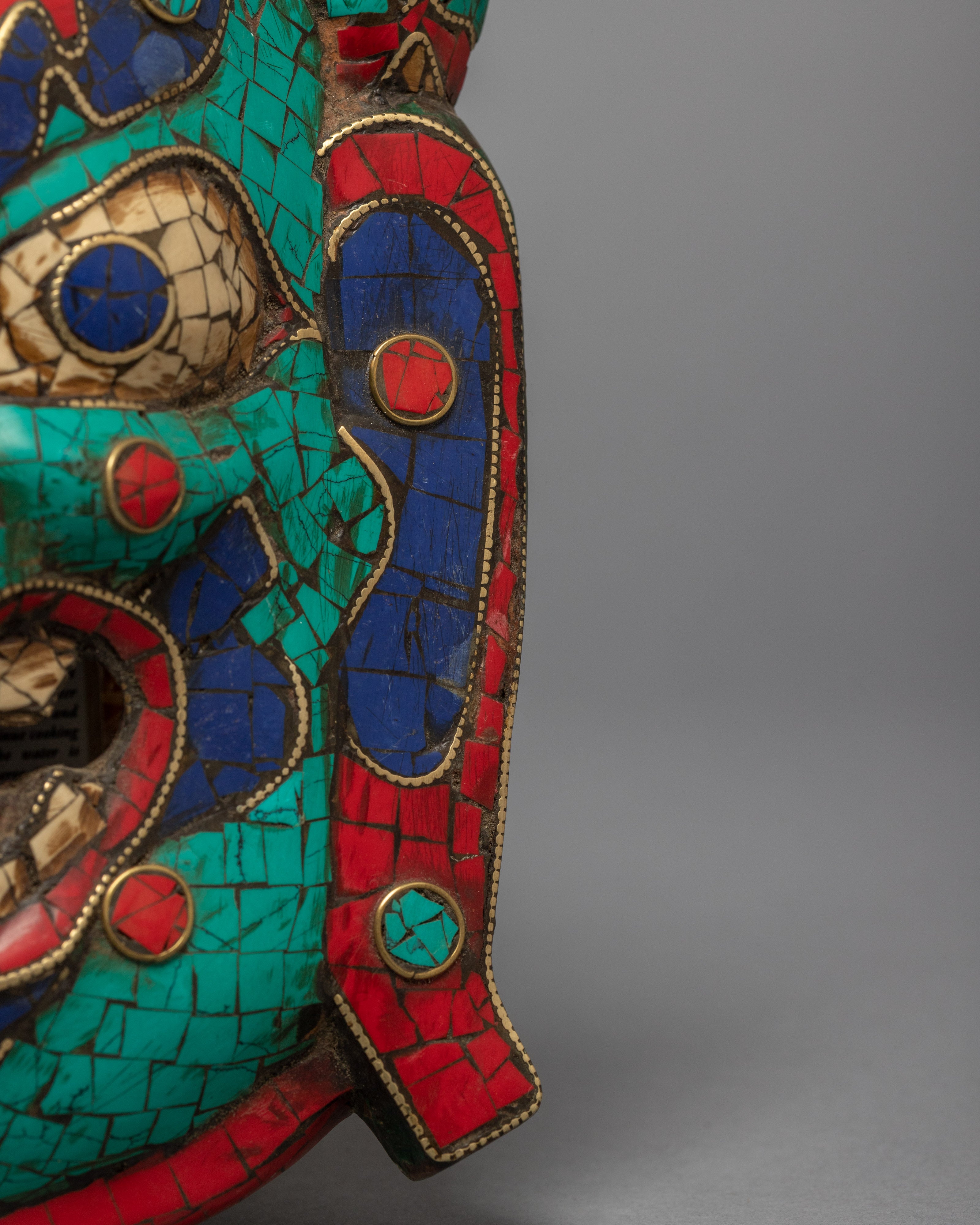 Tibetan Protective Bhairva Mask | Gemstones Inliad Mask