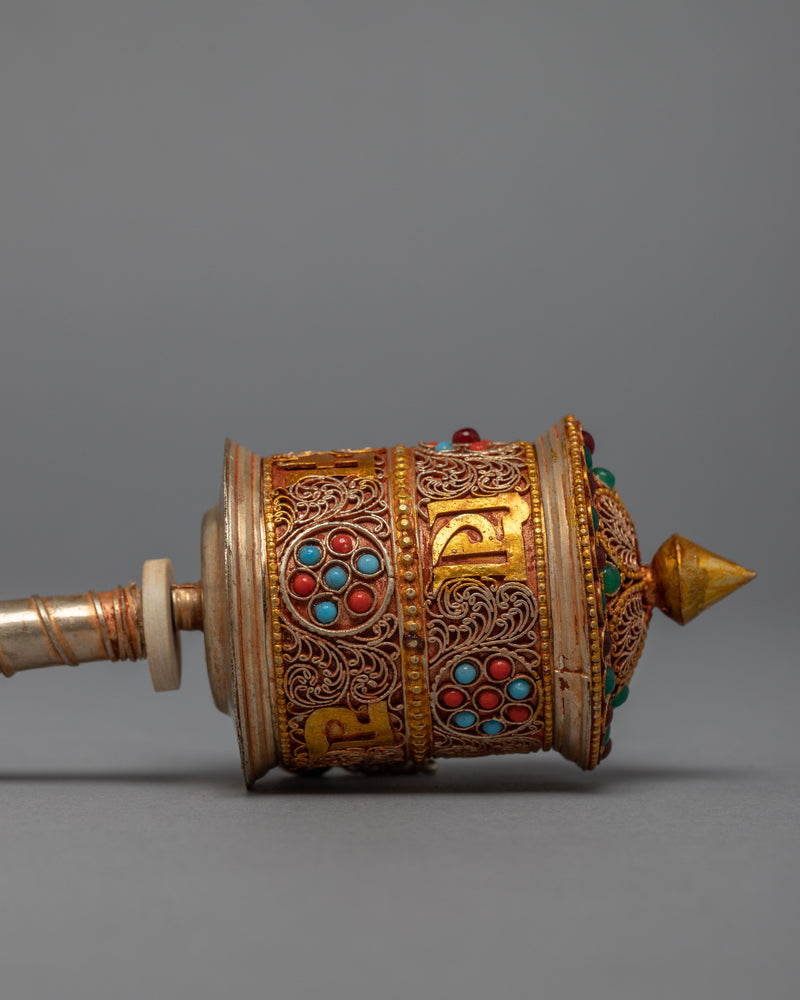 Handheld Prayer Wheel | Gold Plated Wheel