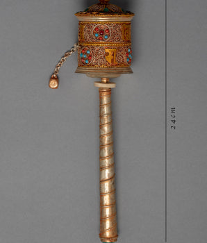 Handheld Prayer Wheel | Gold Plated Wheel