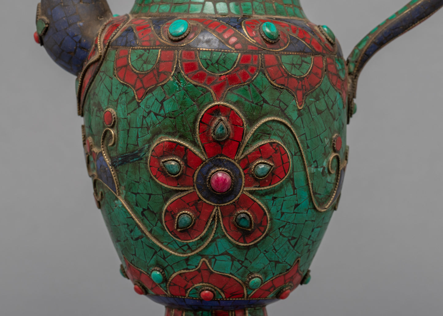 Large Tea Pot | Buddhist Pot with the Gemstones Embedded