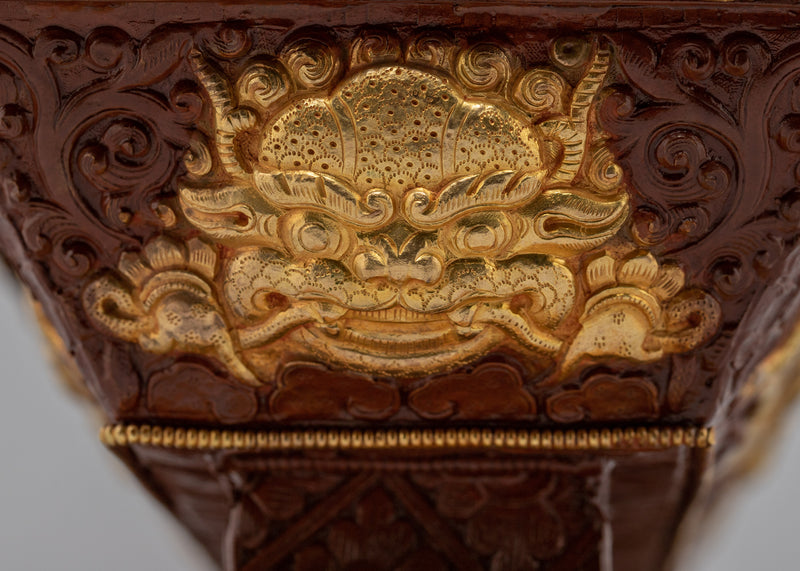 Incense Burner Tibetan Ritual Item | Traditionally carved Auspicious Symbol Burner