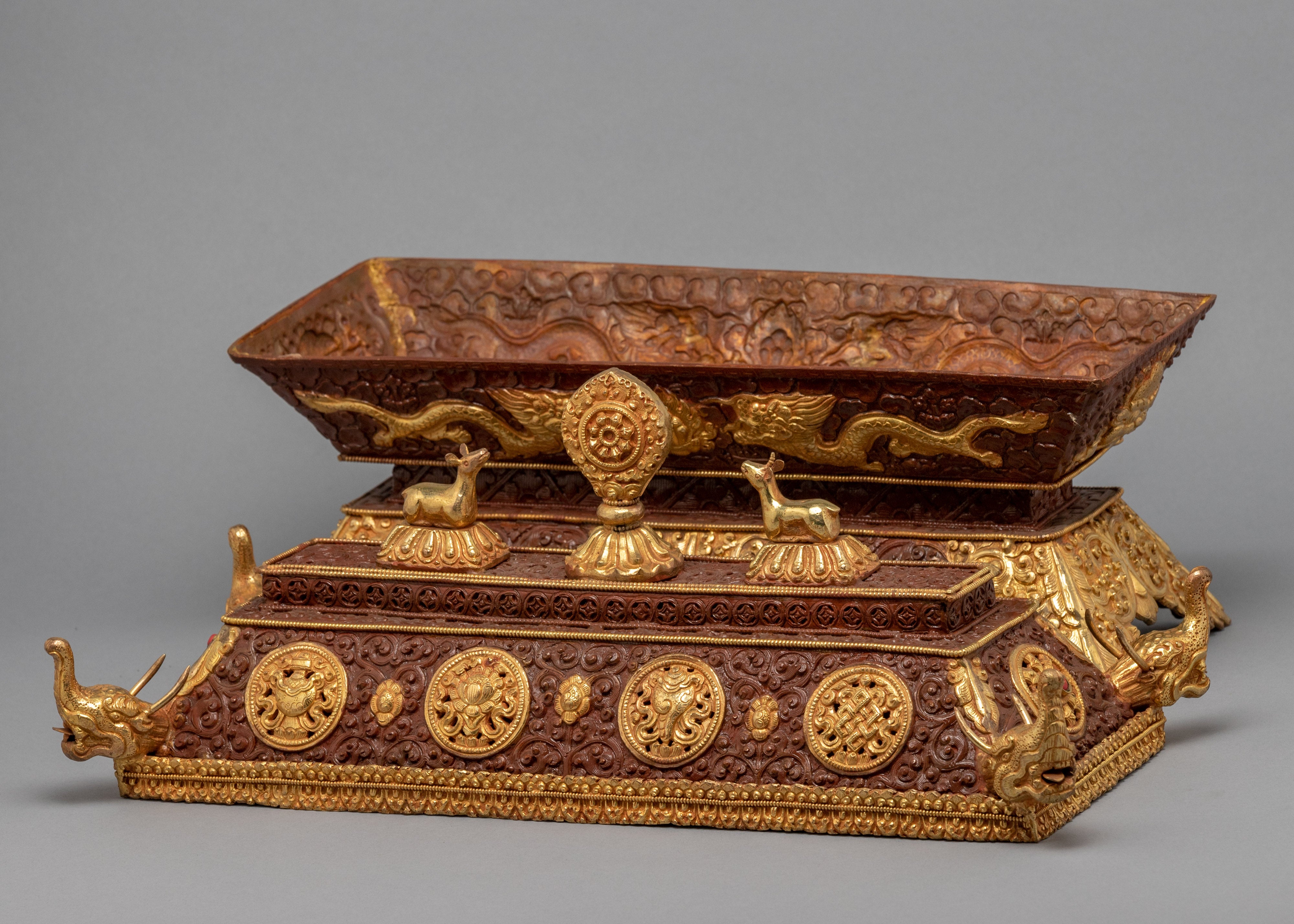 Incense Burner Tibetan Ritual Item | Traditionally carved Auspicious Symbol Burner