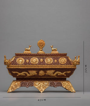 Incense Burner Tibetan Ritual Item | Traditionally carved Auspicious Symbol Burner