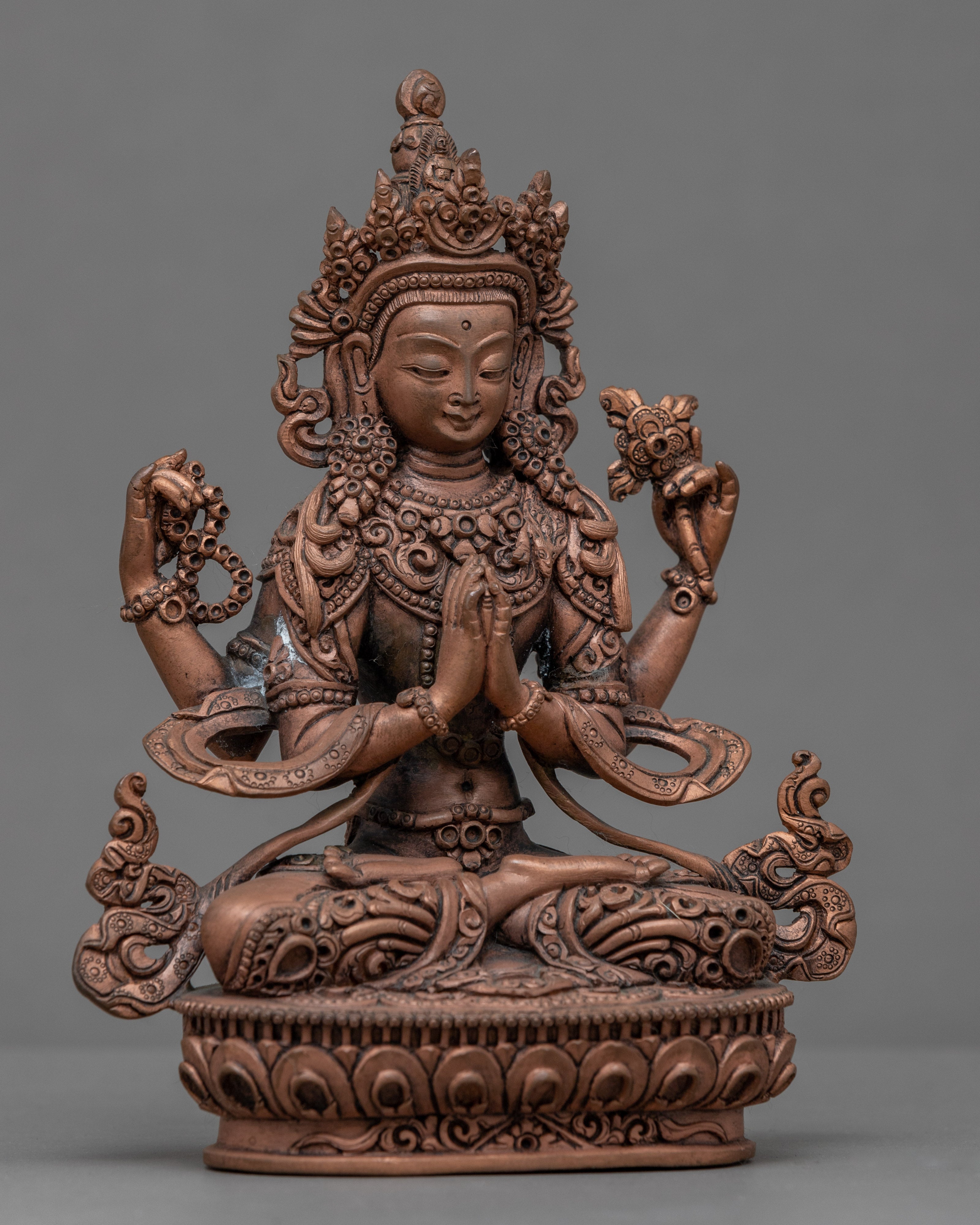 Buddha Avalokiteshvara Statue | Traditional Carved Buddhist Art