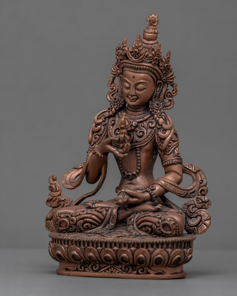 Vajrasattva Statue For Om Vajrasattva Hum Mantra Practice | Copper Body Artwork Of Buddhist Deity