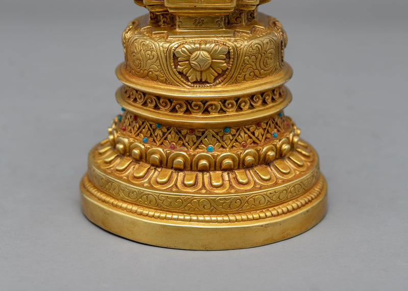 24K Gold Plated Stupa | Kadampa Style Stupa