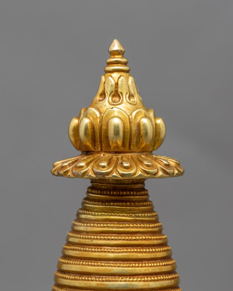 24K Gold Plated Stupa | Kadampa Style Stupa