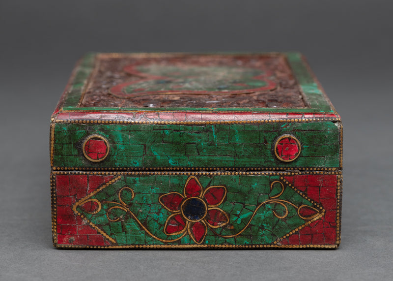 Wood Treasure Box | Hand painted Tibetan box