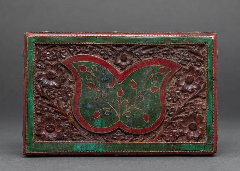 Wood Treasure Box | Hand painted Tibetan box