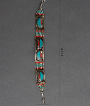 Tibetan Turquoise And Coral Bracelet | Himalayan Art