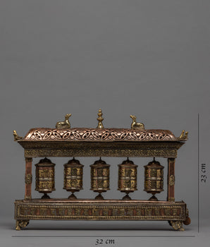 5 in 1 Prayer Wheel with Incense Burner | Mantra carfted Prayer Wheel