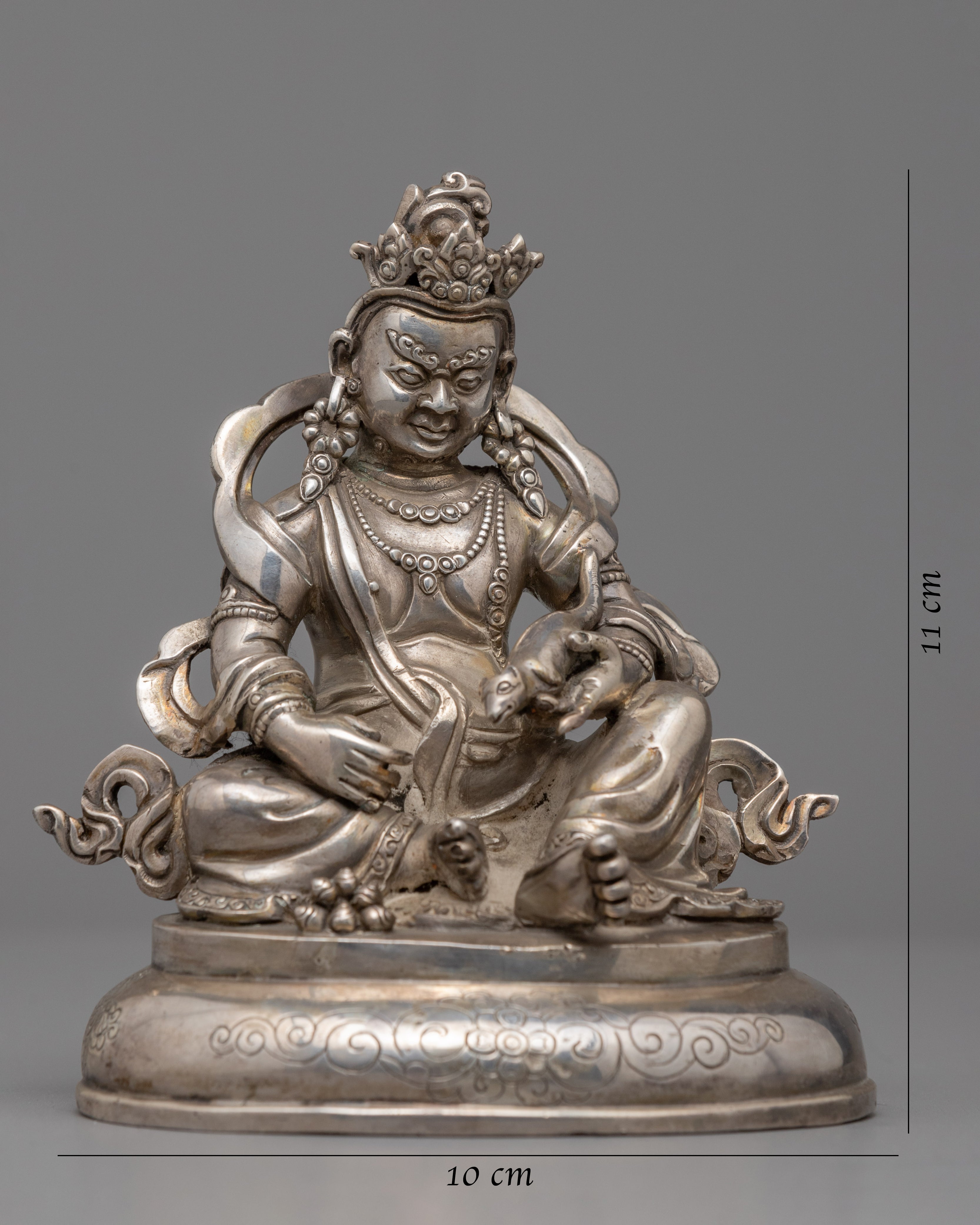 Silver Plated Dzambhala | Traditional Handmade Statue  | Home Decor