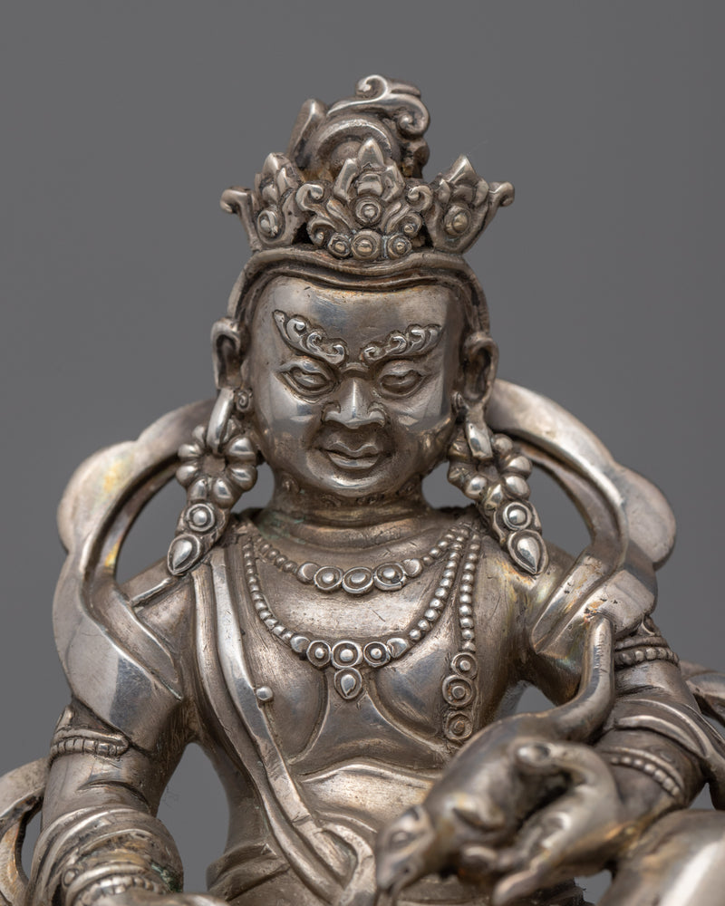 Silver Plated Dzambhala | Traditional Handmade Statue  | Home Decor