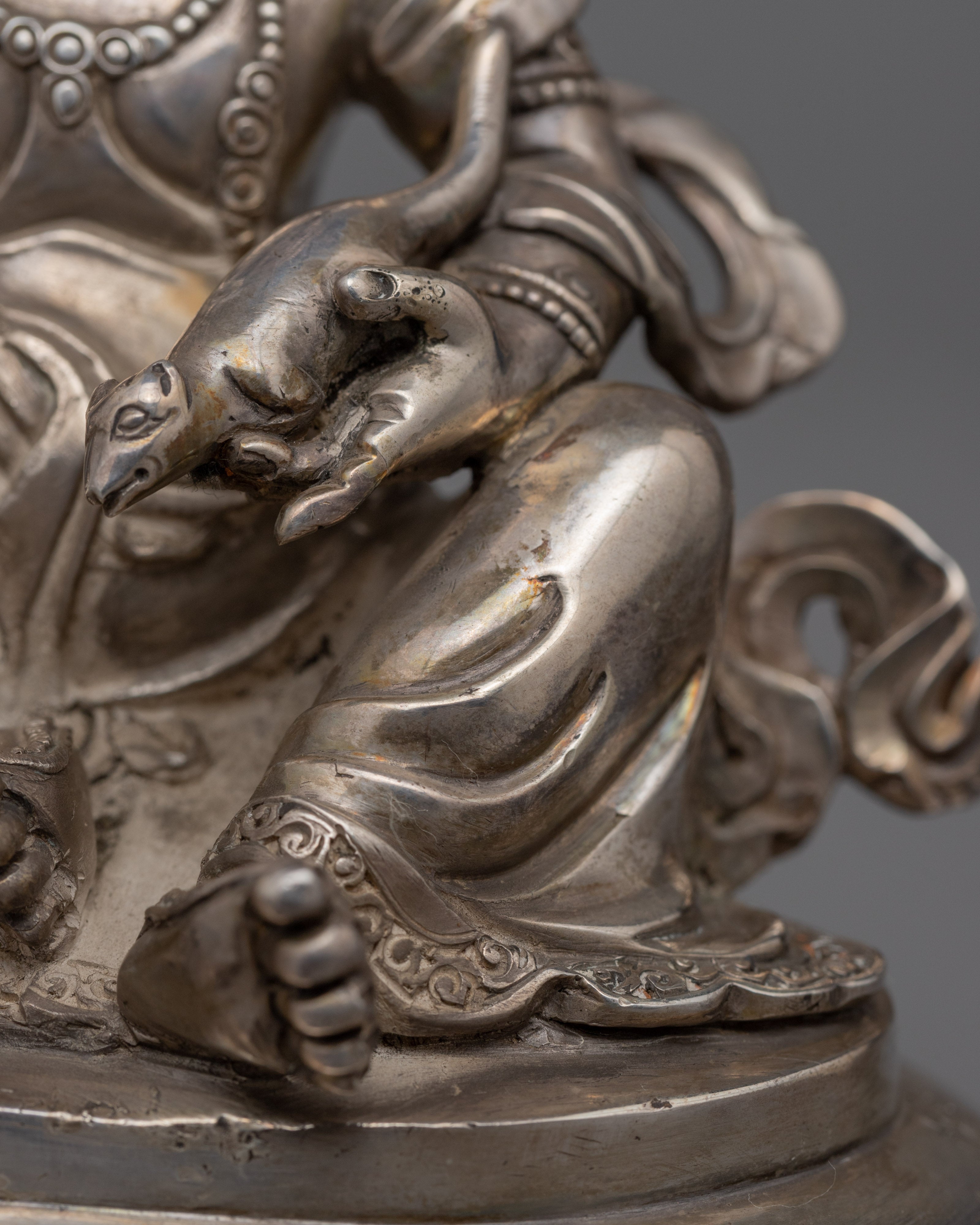Silver Plated Dzambhala | Traditional Handmade Statue  | Home Decor