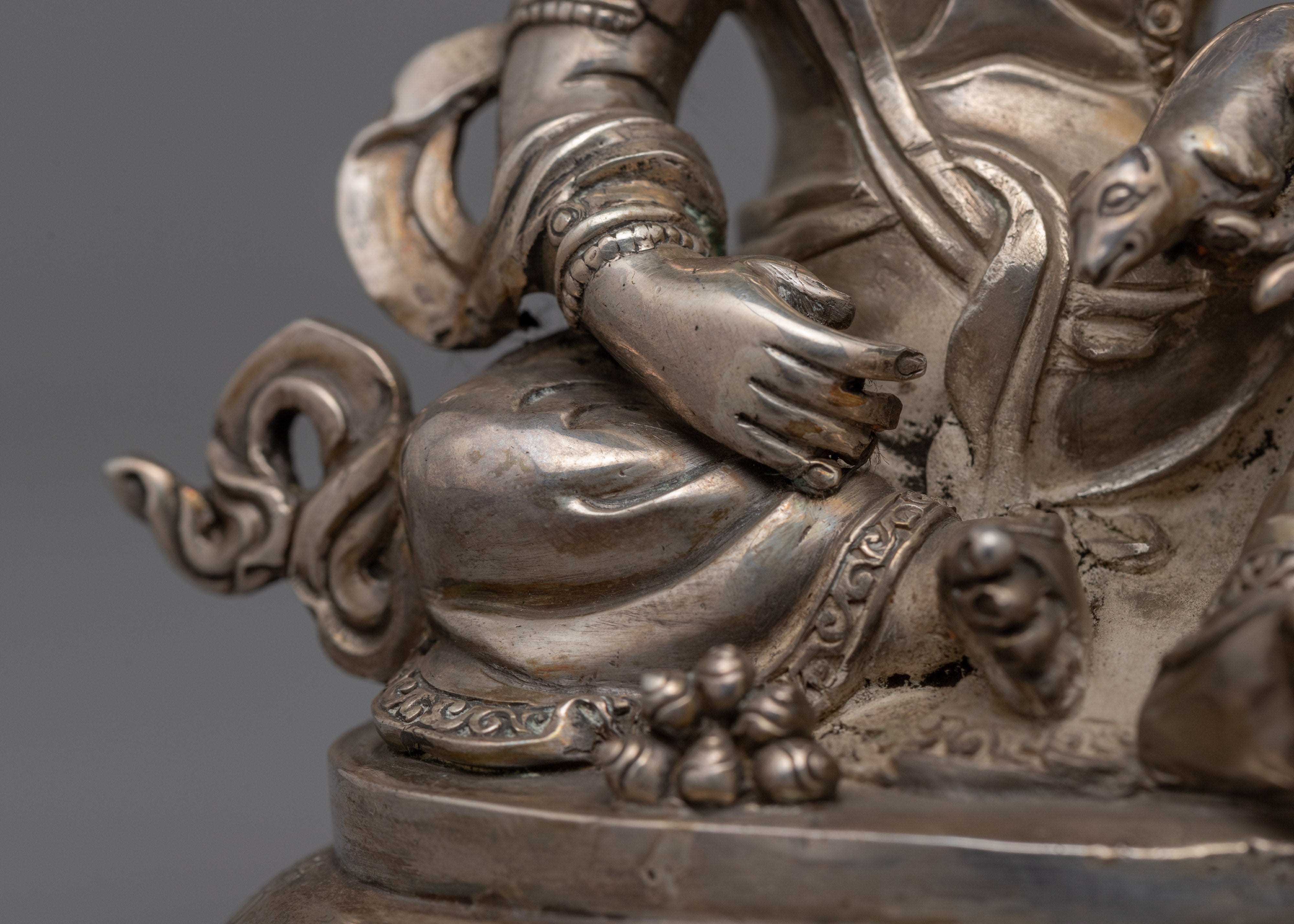 Silver Plated Dzambhala | Traditional Handmade Statue  | Home Decor